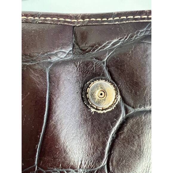 Dooney & Bourke Croc Embossed Shoulder Bag - Dark Brown - Picture 9 of 13